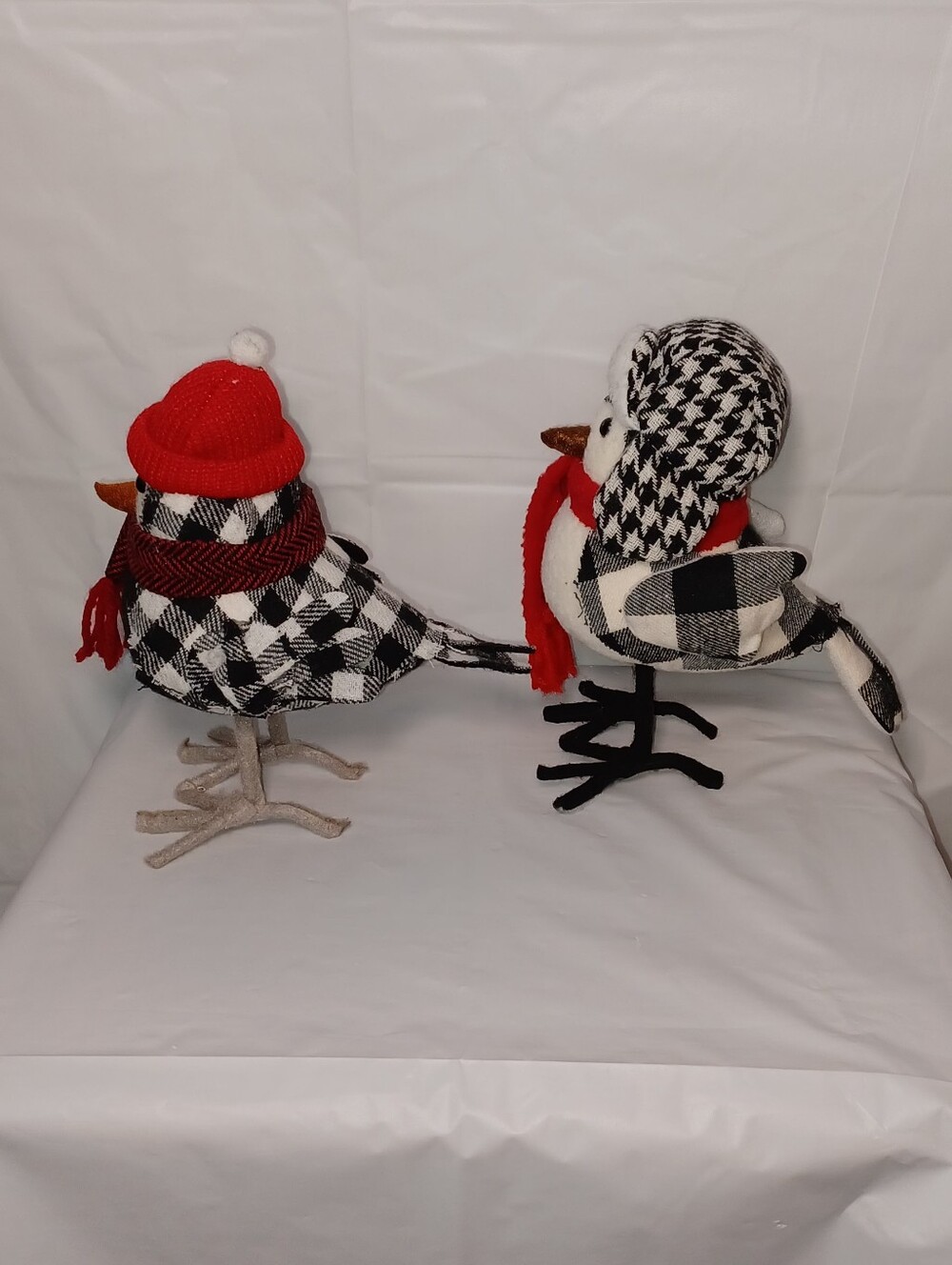 Featherly Friends Whimsical Pair of Holiday Plush Birds in Red & Black - Picture 3 of 7